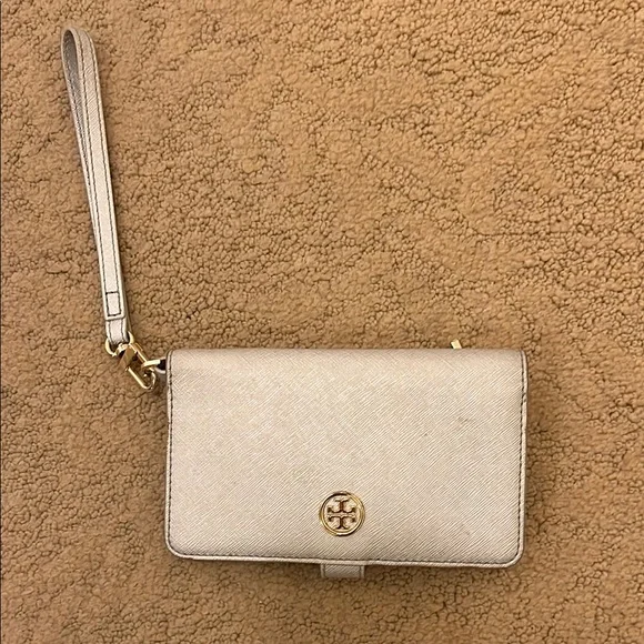 Tory Burch Silver Wristlet with Gold Accents - Picture 1 of 5